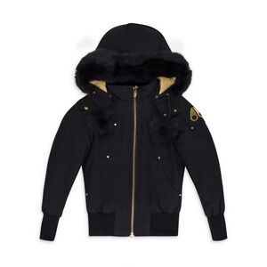 Moose Knuckles Black and Gold Puffer Jacket